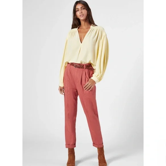 NEW JOIE YELLOW SILK LONG SLEEVE BLOUSE - Picture 7 of 7